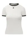 Courrèges Cotton T-shirt With Contrasting Logo Trim In Multi
