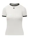 Courrèges Cotton T-shirt With Contrasting Logo Trim In Multi