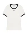 Courrèges Fitted White T-shirt With Contrasting Ribbed Trim In White