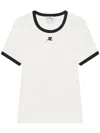 Courrèges Fitted White T-shirt With Contrasting Ribbed Trim In White