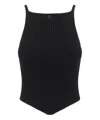 Courrèges Pointy Ribbed Knit Top In Black