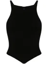 Courrèges Mesh Tips Ribbed-knitted Tank Top In Black