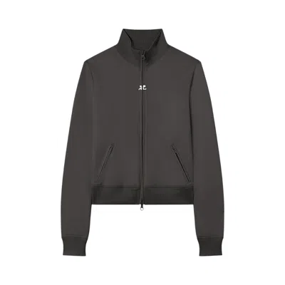 Pre-owned Courrèges Signature Tracksuit Jacket 'carbon' | Grey | Women's Size M In Gray