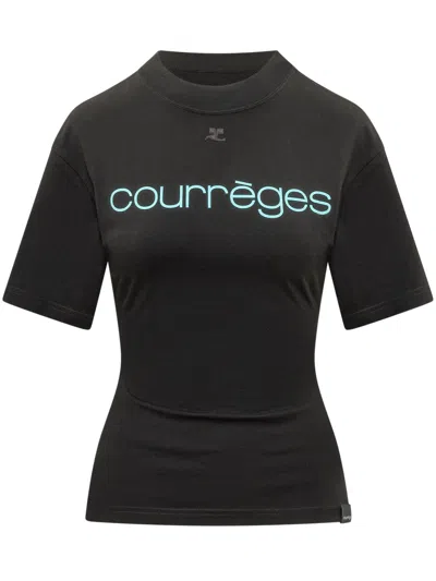 Courrèges Courreges Signature T-shirt With Stampaint Design In Black