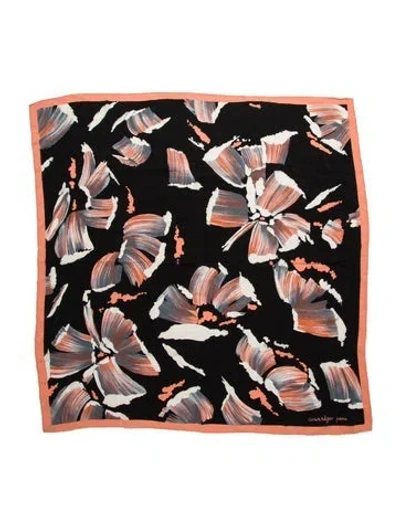 Pre-owned Courrèges Silk Floral Print Scarf In Blue