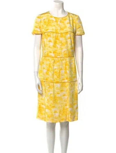 Pre-owned Courrèges Silk Knee-length Dress In Yellow