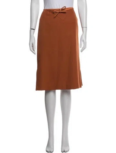 Pre-owned Courrèges Silk Midi Length Skirt In Orange
