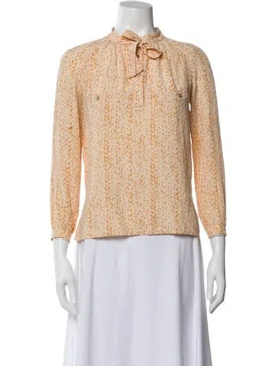 Pre-owned Courrèges Silk Patterned Blouse In Neutral