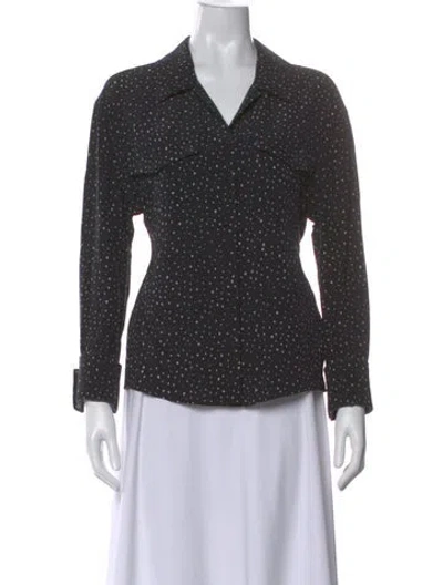 Pre-owned Courrèges Silk Polka Dot Print Top In Gray