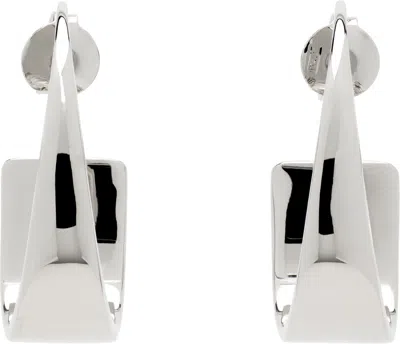 Courrèges Silver One Curved Earrings In Metallic