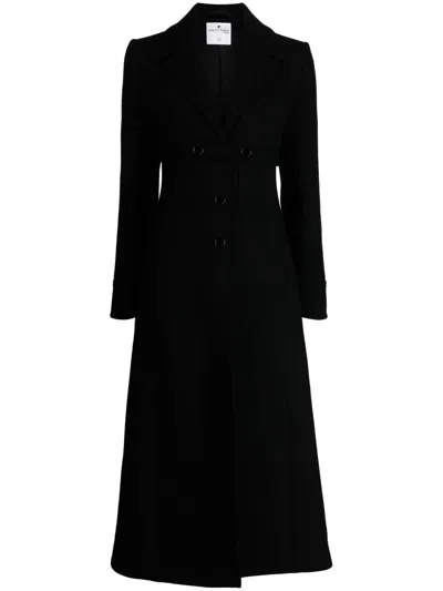 Courrèges Single-breasted A-line Coat In Schwarz