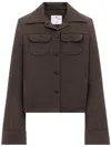 Courrèges Single-breasted Twill Jacket In Brown