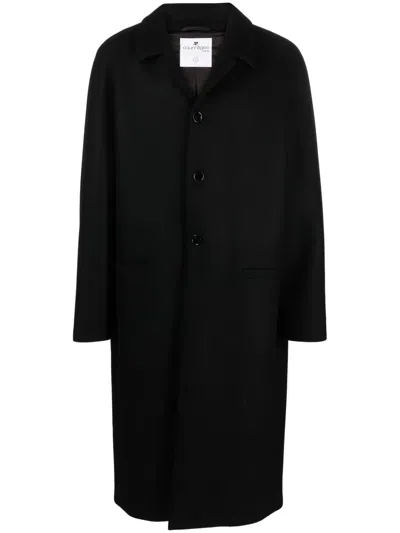 Courrèges Single-breasted Wool-blend Coat In Schwarz