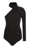 Courrèges Single-shoulder Twisted Bodysuit In Black