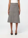 Courrèges Oblique Prince Of Wales Midi Skirt In Beige