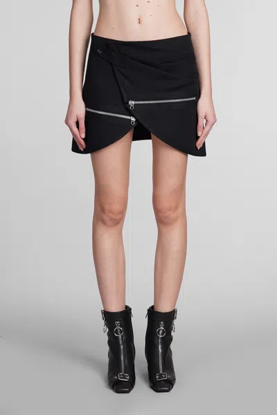 Courrèges Wrap-design Cotton Skirt In Black