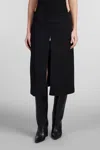 Courrèges Midi Twill Skirt With Zipper In Black