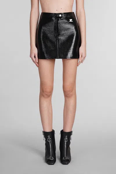 COURRÈGES SKIRT IN BLACK POLYURETAN