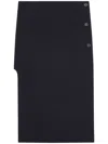 Courrèges Oblique Tailored Midi Skirt In Wool In Black