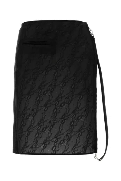 Courrèges Stretch Nylon Blend Mini Skirt With Lace In Black