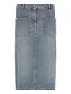Courrèges Knee Length Pencil Skirt With Patch Pockets In Blue