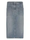 Courrèges Knee Length Pencil Skirt With Patch Pockets In Blue