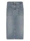 Courrèges Knee Length Pencil Skirt With Patch Pockets In Blue