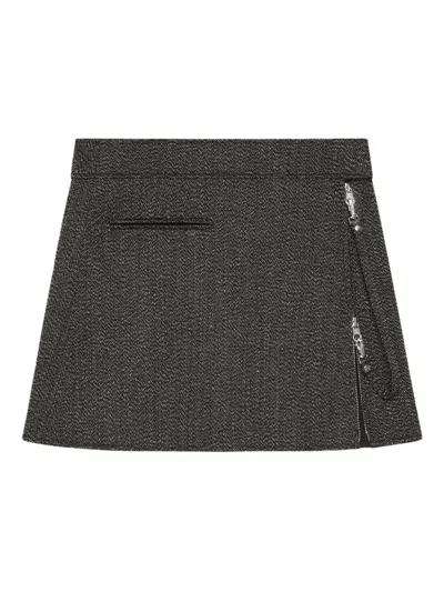 Courrèges Charcoal Grey Textured Mini Skirt In Gray