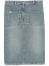 Courrèges Knee Length Pencil Skirt With Patch Pockets In Medium Blue