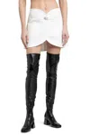 Courrèges Ellipse Buckle-strap Denim Miniskirt In White