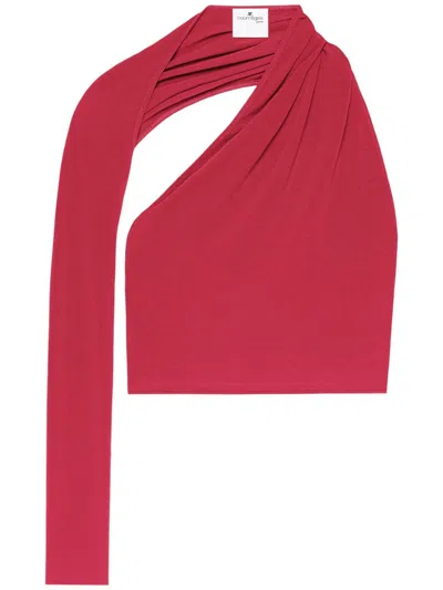 Courrèges Slash Asymmetric Cropped Top In Red