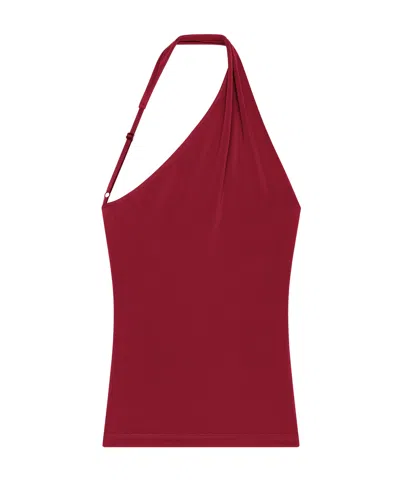 Courrèges Slash Asymmetrical Top In Garnet Red