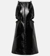 Courrèges Buckle-detailed Patent-finish Minidress In Black