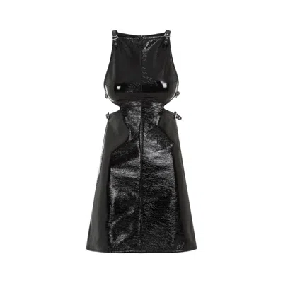 COURRÈGES COURRÈGES SLASH BUCKLE VINYL BLACK COTTON DRESS