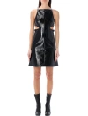 Courrèges Buckle-detailed Patent-finish Minidress In Black