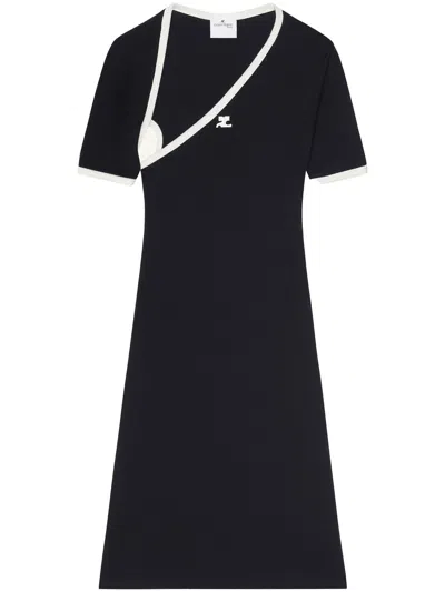 Courrèges Black & White Slash Contrast Minidress