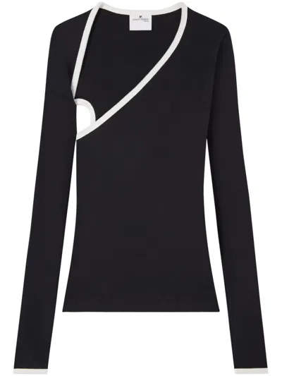 Courrèges Slash Contrast-trim T-shirt In Schwarz