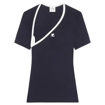 Courrèges Slash Contrast T-shirt In Black