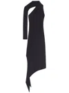 Courrèges One Shoulder Crepe Dress Woman Black In Viscose