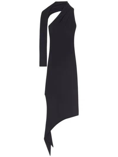 Courrèges One Shoulder Crepe Dress Woman Black In Viscose