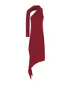 Courrèges One Shoulder Crepe Dress Grenat In Red