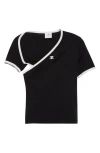 Courrèges Slash Contrast Cut Out Jersey T-shirt In Black/heritage White