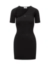 Courrèges Slash Mini Dress In Black Fabric Ribbed Knit In Black