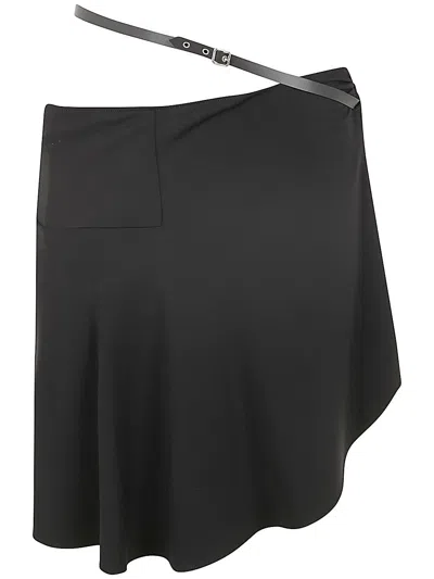 Courrèges Slash Ellipse Crepe Jerse Mini Skirt In Black