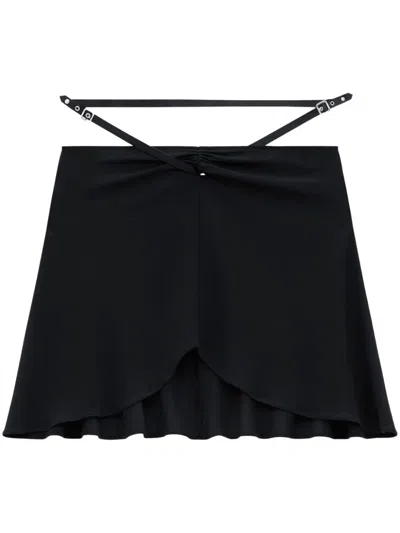 Courrèges Slash Ellipse Crepe Jerse Mini Skirt In Black