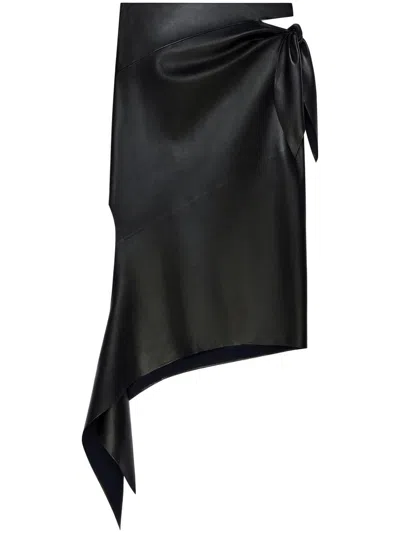 Courrèges Slash Leather Skirt In Black