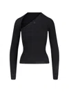 Courrèges Slash Asymmetric Ribbed-knit Sweater In Black