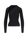 Courrèges Slash Asymmetric Ribbed-knit Sweater In Black  