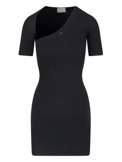 Courrèges Slash Mini Dress In Black