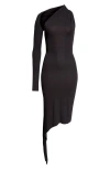 Courrèges One Shoulder Crepe Jersey Dress In Black
